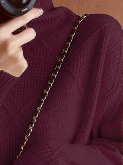 Cozy and Chic: Plus Size Turtleneck Ribbed Sweater-Free Shipping