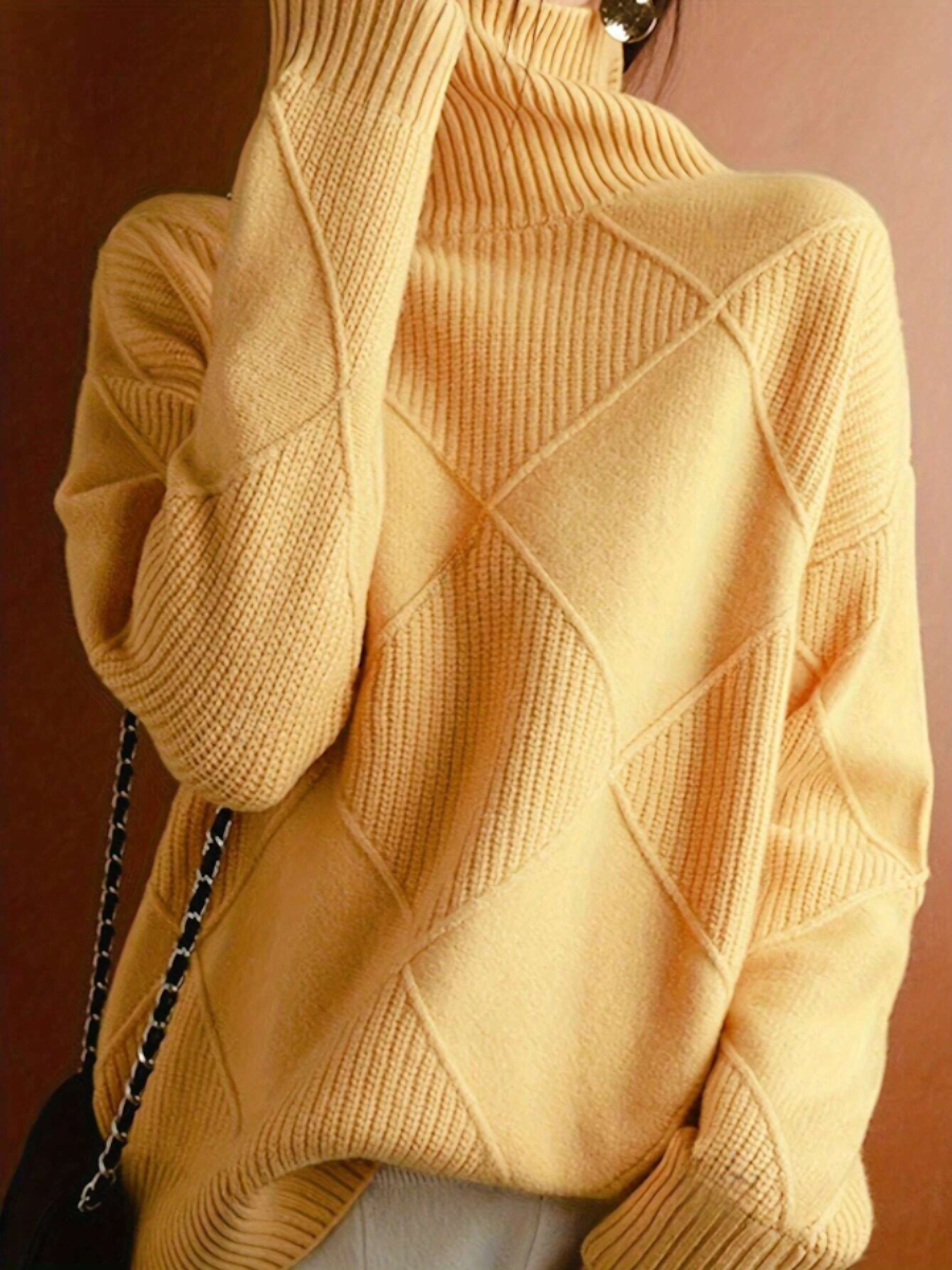 Cozy and Chic: Plus Size Turtleneck Ribbed Sweater-Free Shipping