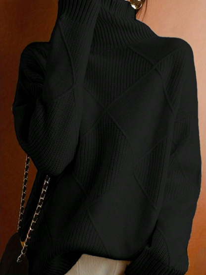 Cozy and Chic: Plus Size Turtleneck Ribbed Sweater-Free Shipping