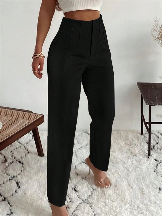 Chic and Comfortable: Women's Black Pleated Pants with Pockets-Free Shipping