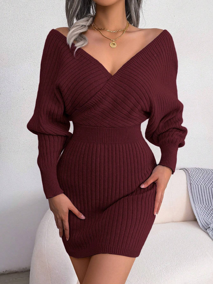 Burgundy Sweater  Short Dress