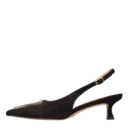 Cecilia Slingback Black Kitten Heels Extended Sizes - Free Shipping