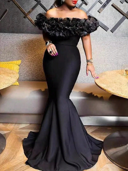Black gown, front detail