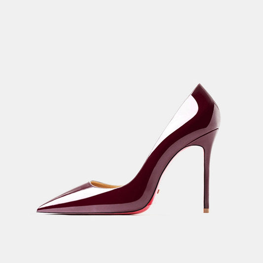 Patent Leather Pointed Toe Stiletto Heels - Free Shipping