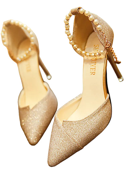 Cutout Waterproof Open-Toe Metallic High Heels - Free Shipping