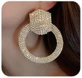 Elegant Geometric Circle Rhinestone Dangle Earrings - Fashion Statement-Free Shipping