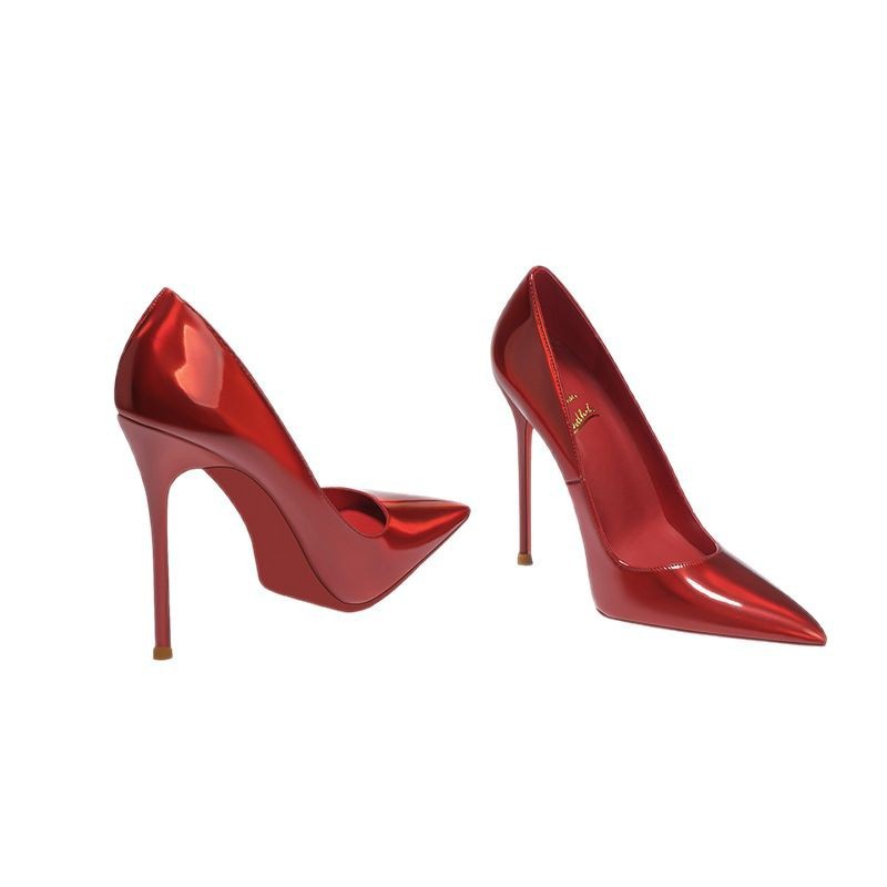 Red Sole Pointed Toe Slip-On Stiletto High Heels - Free Shipping
