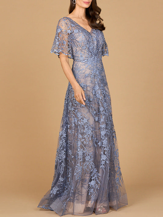 Elegant Cape Sleeve A-line Gown - Free Shipping
