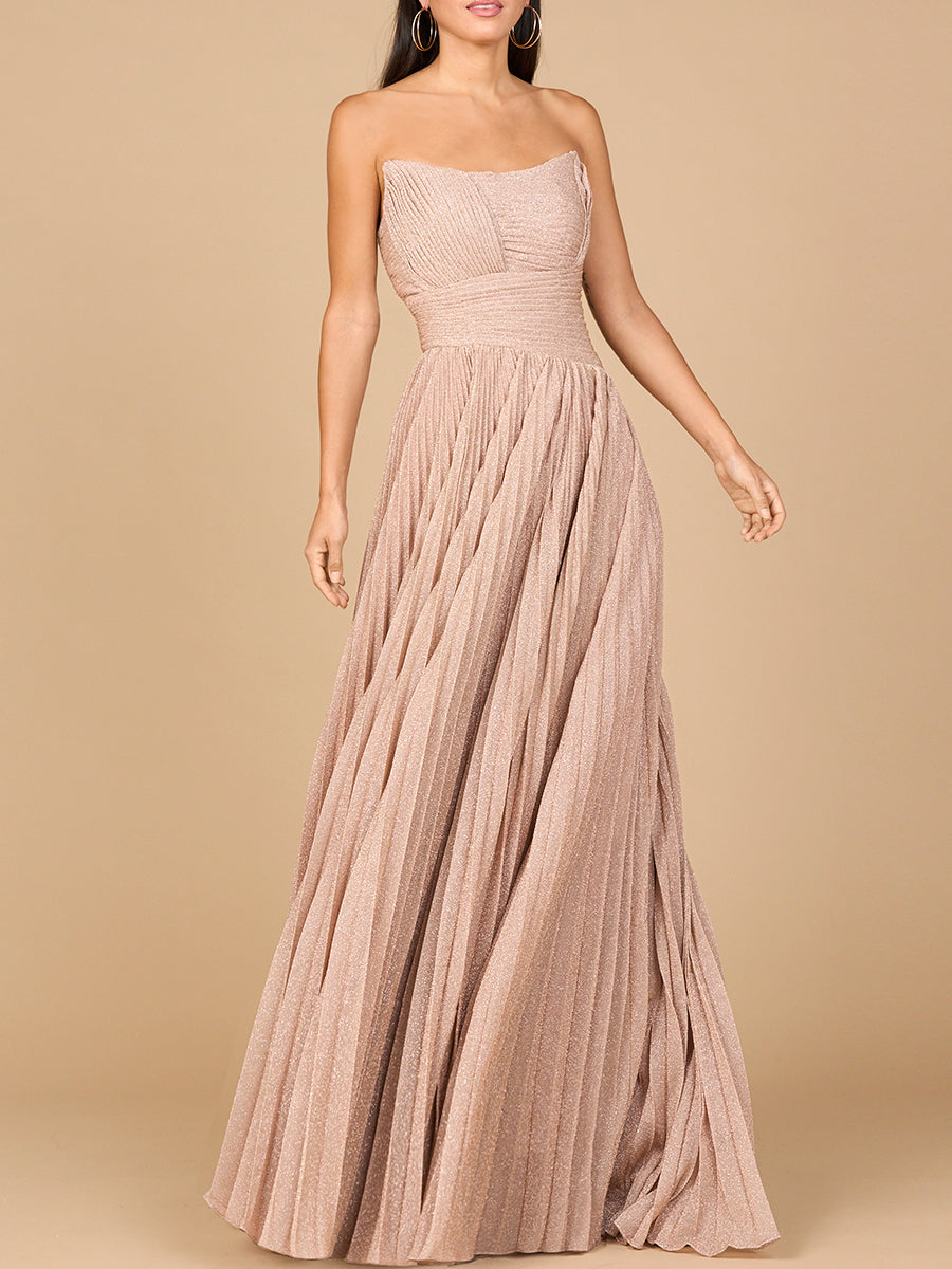 Flowing Pleated Strapless Dress - Free Shipping