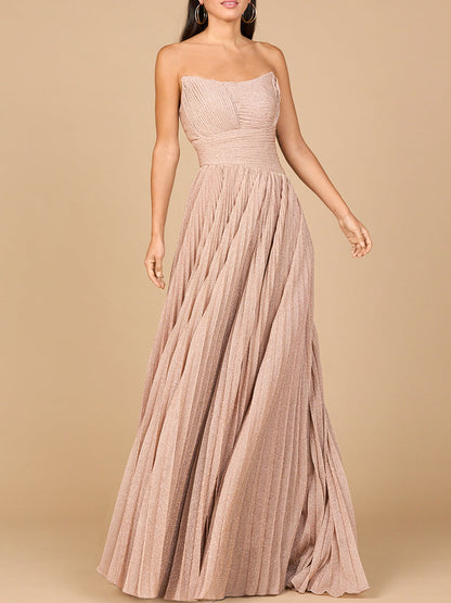 Flowing Pleated Strapless Dress - Free Shipping