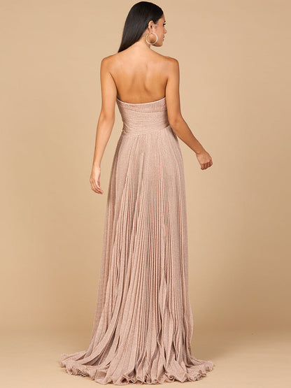 Flowing Pleated Strapless Dress - Free Shipping