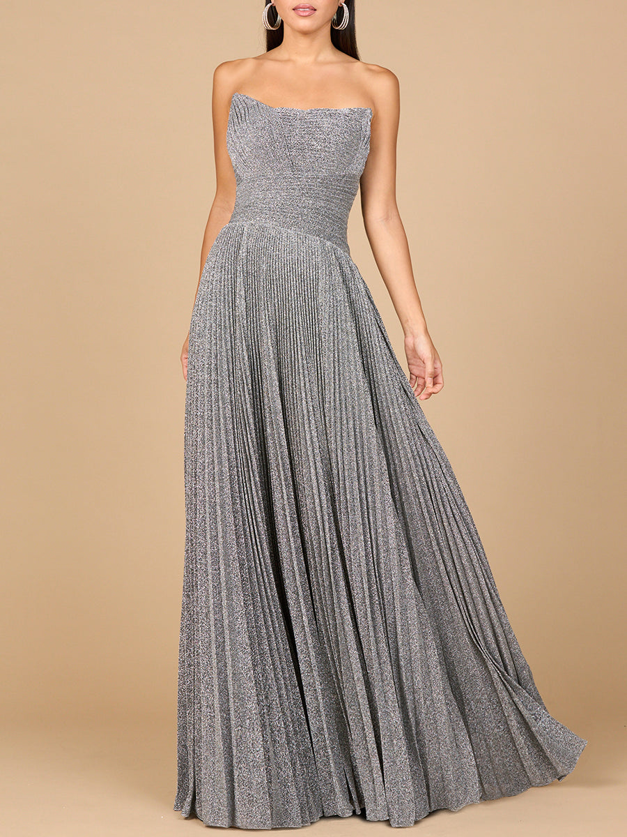 Flowing Pleated Strapless Dress - Free Shipping