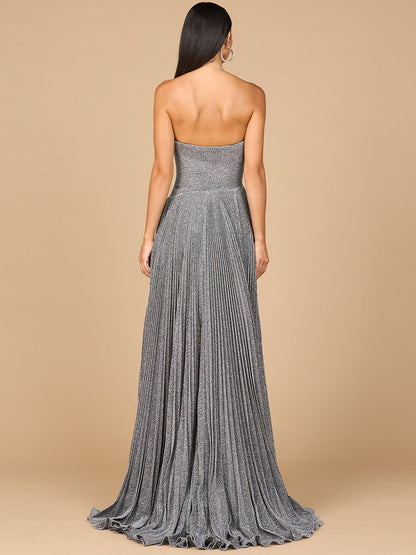Flowing Pleated Strapless Dress - Free Shipping
