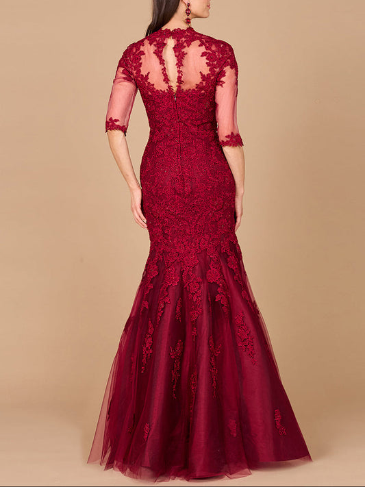 Long Sleeve Mermaid Lace Gown - Free Shipping