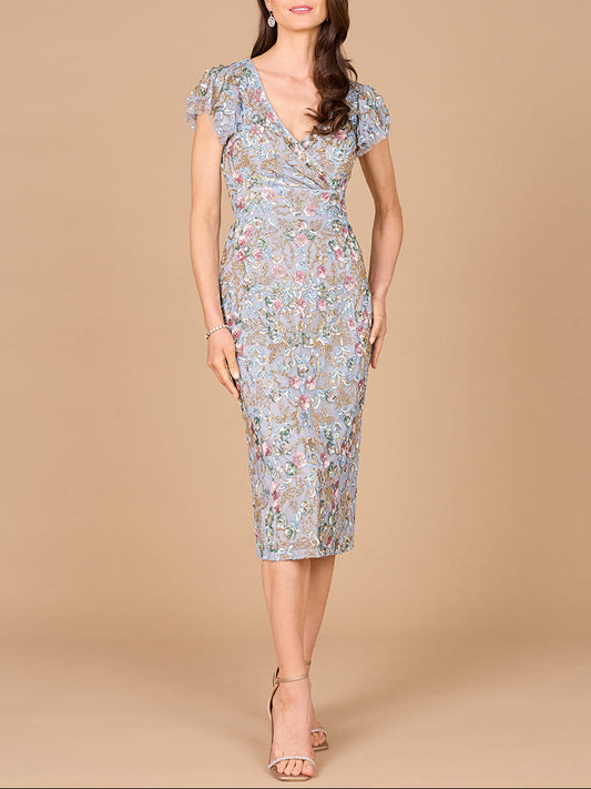 Floral Beaded Midi Dress - Free Shipping