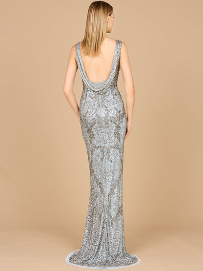 Cowl Back Classy Beaded Dress - Free Shipping