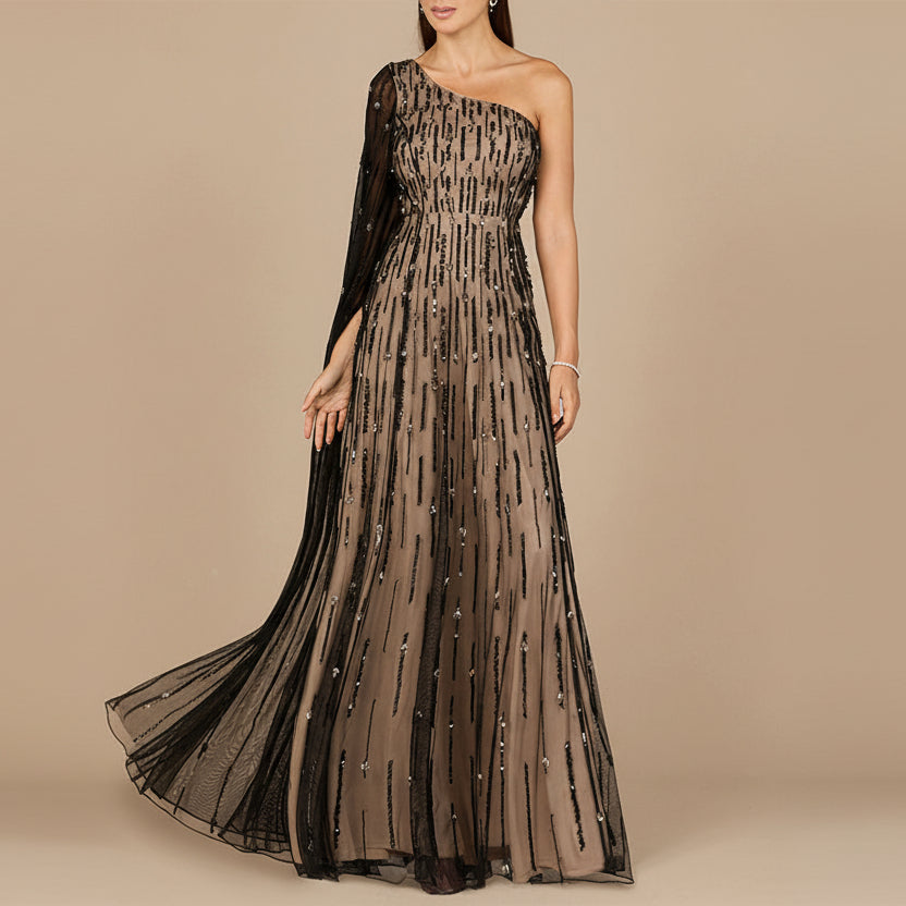 One Shoulder A-Line Gown - Free Shipping