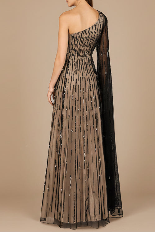 One Shoulder A-Line Gown - Free Shipping