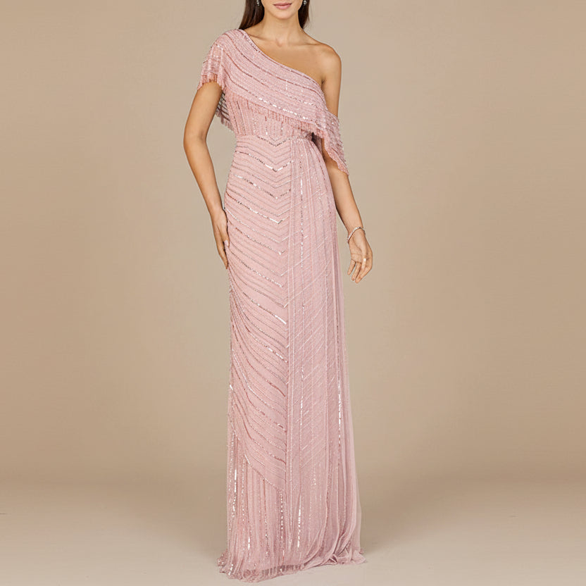 Off Shoulder Sheath Beaded Gown - Free Shipping