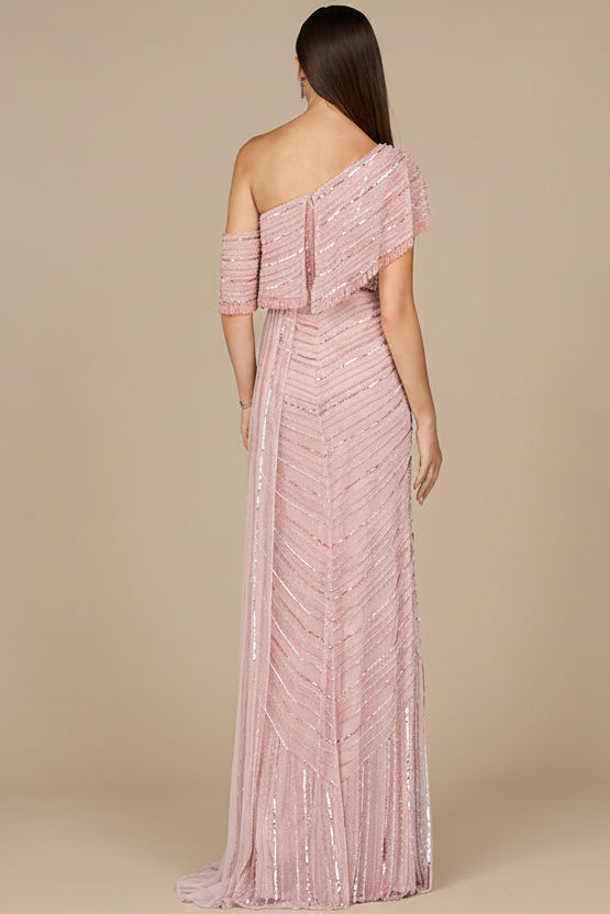Off Shoulder Sheath Beaded Gown - Free Shipping