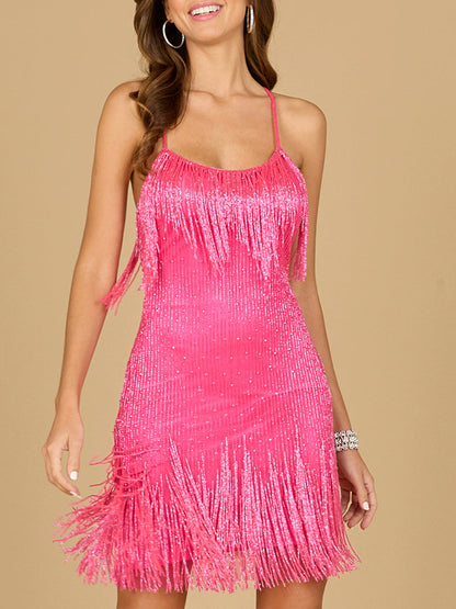 Sexy and Flirty Spaghetti Strap Fringe Dress - Free Shipping