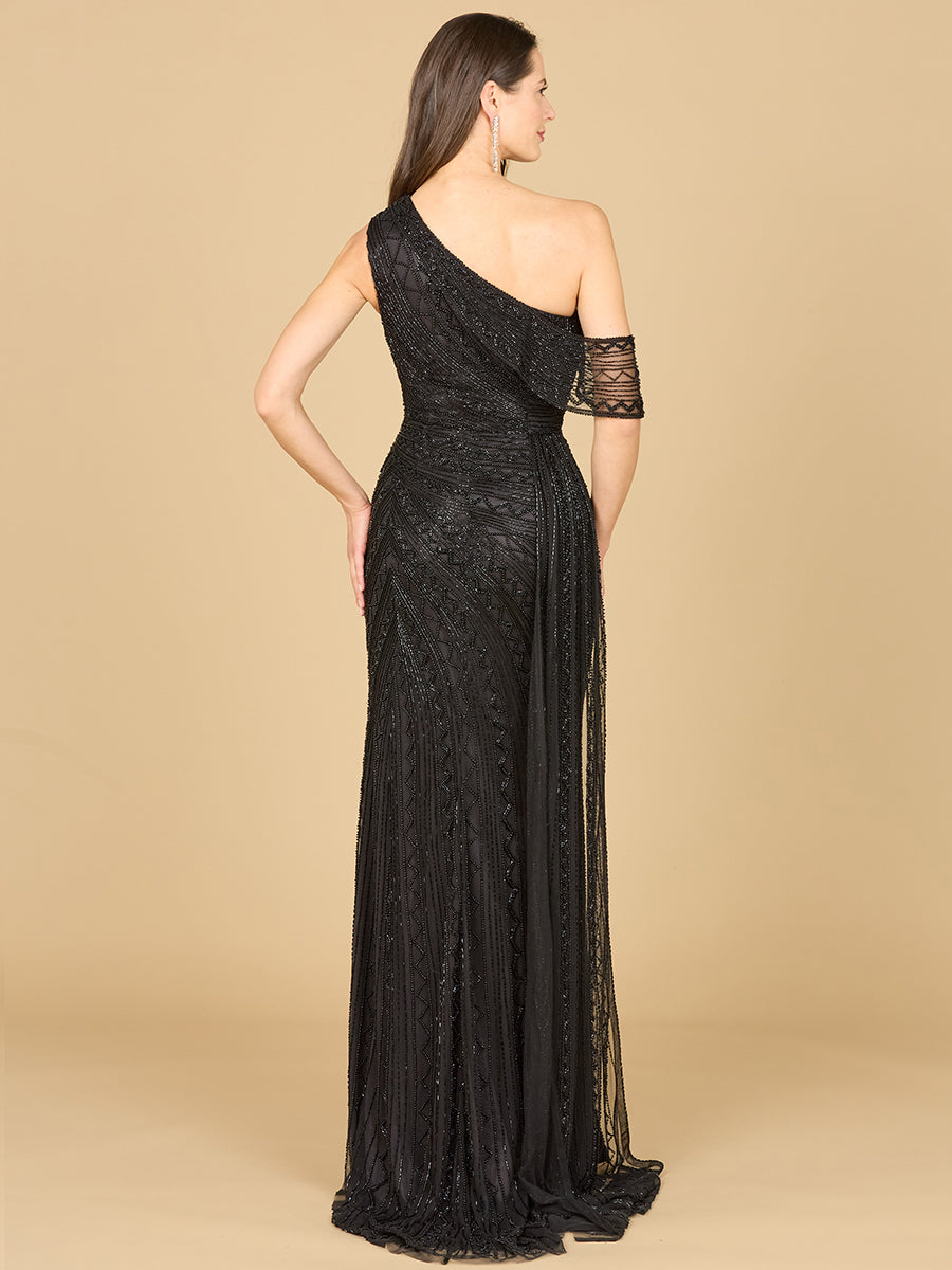 Stunning Beaded Draped One Shoulder Dress Sizes 0-18 - Free Shipping