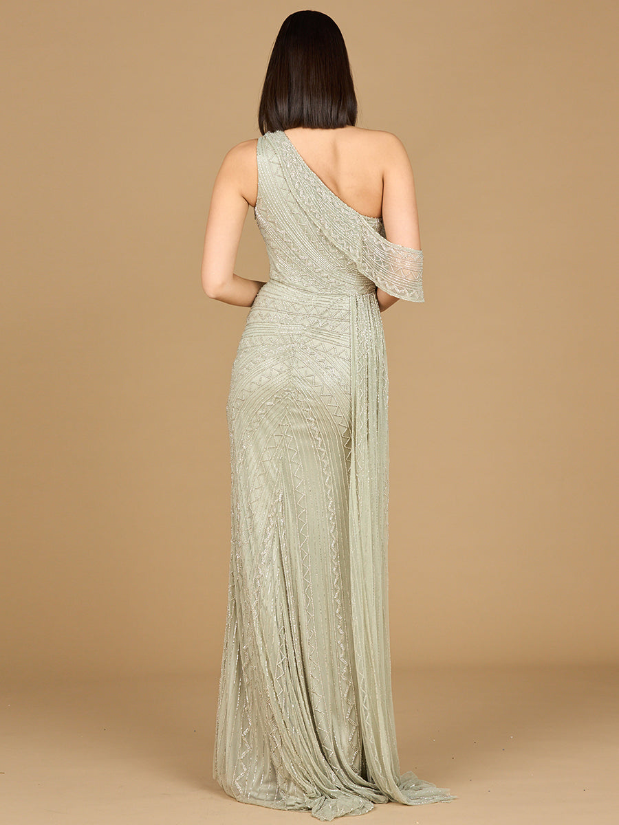 Stunning Beaded Draped One Shoulder Dress Sizes 0-18 - Free Shipping