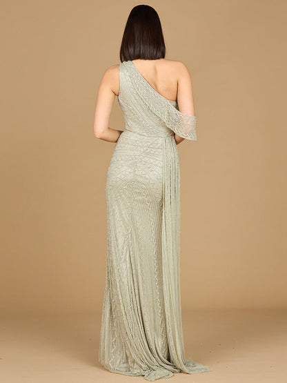 Stunning Beaded Draped One Shoulder Dress Sizes 0-18 - Free Shipping