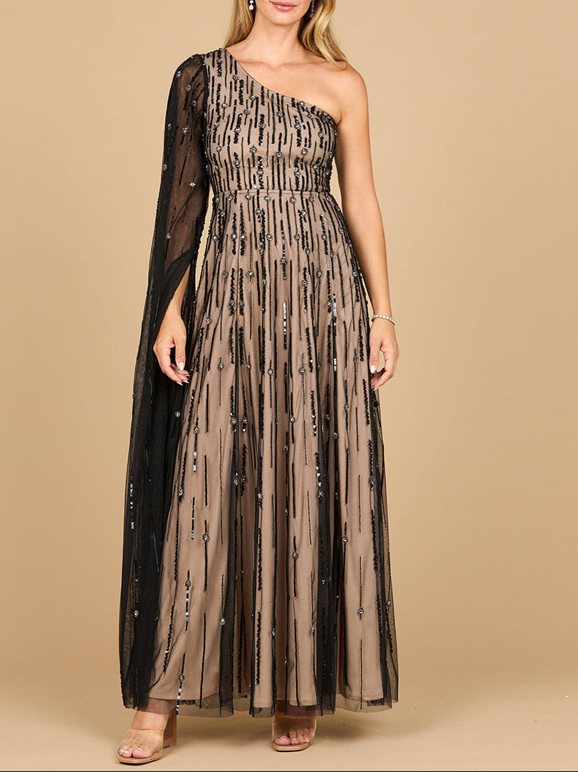 One Shoulder A-Line Gown - Free Shipping