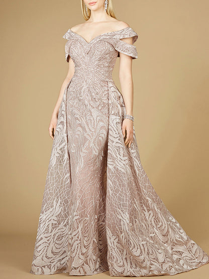 Beautiful Off Shoulder Mermaid Lace Gown with Overskirt  Sizes 2-20 - Free Shipping