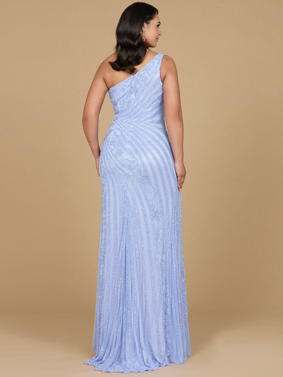 Elegant One-Shoulder Beaded Slit Gown Sizes 0-16 - Free Shipping