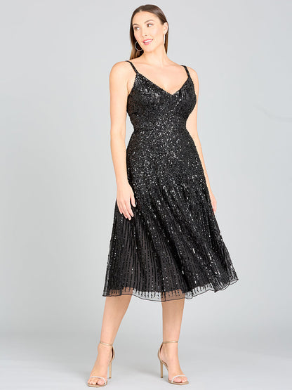 Beautiful Flowing Sequin Midi Dress - Free Shipping