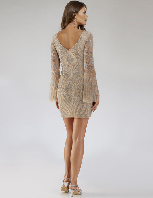 Bell Sleeves V-Neck Cocktail Dress - Free Shipping