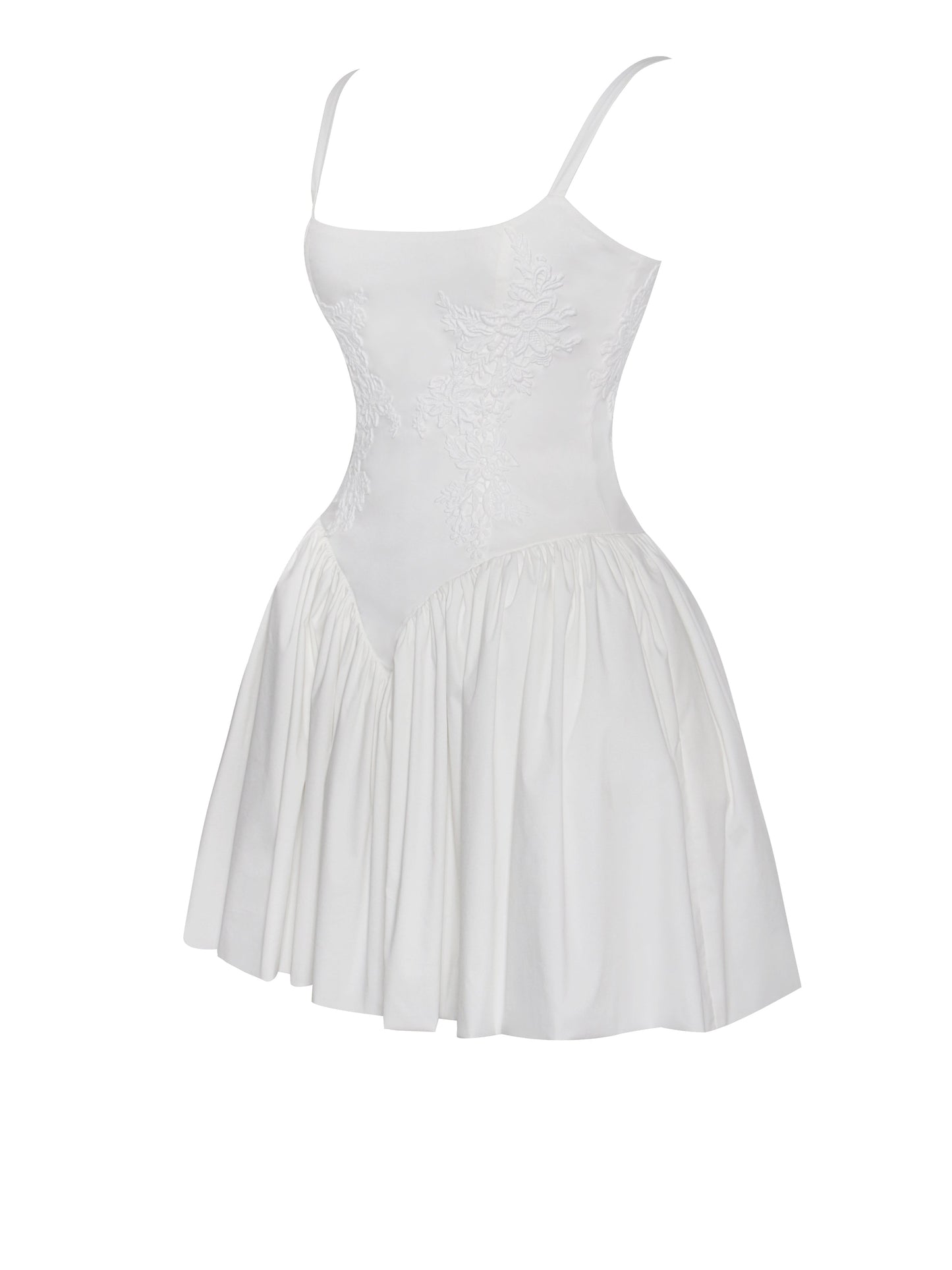 Miss Circle Kadi White Cotton Drop Waist Corset Mini Dress - Free Shipping