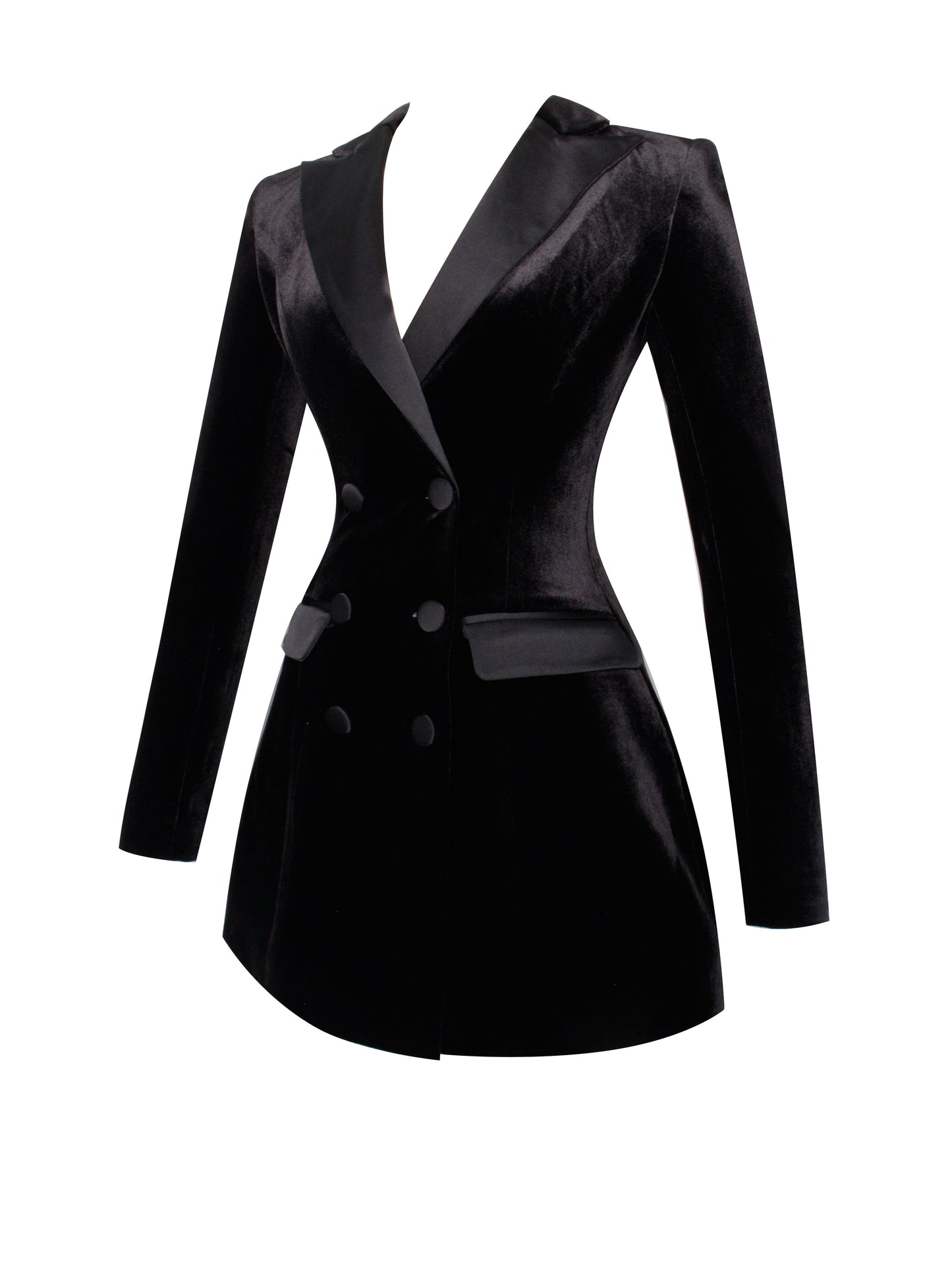 Miss Circle Calista Black Velvet Blazer Mini Dress - Free Shipping