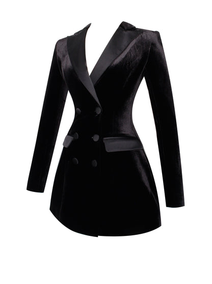 Miss Circle Calista Black Velvet Blazer Mini Dress - Free Shipping