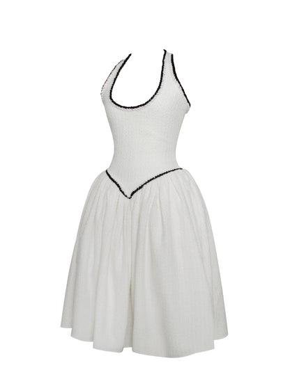 Miss Circle Natalie U Neck Halter Drop Waist Tweed Midi Dress - Free Shipping