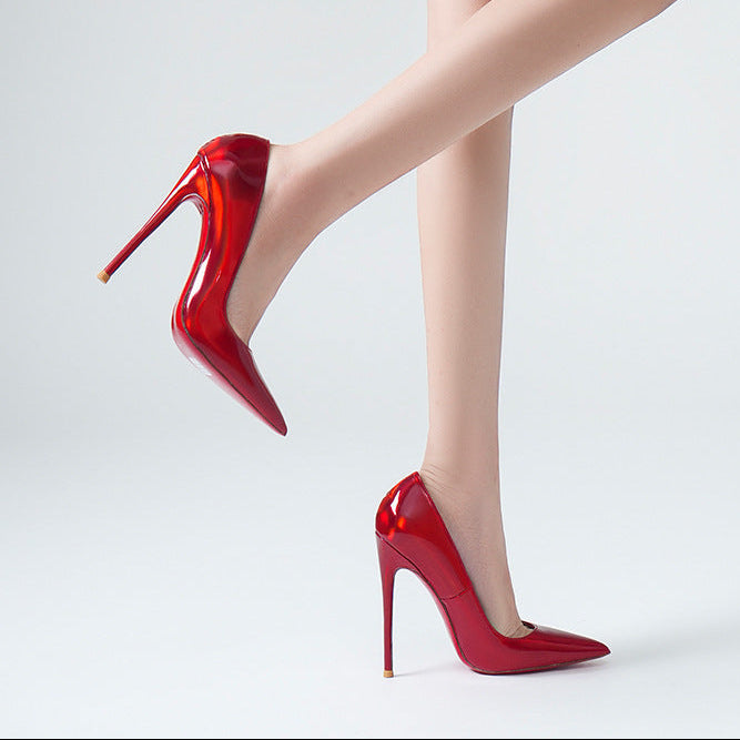 Red Sole Pointed Toe Slip-On Stiletto High Heels - Free Shipping
