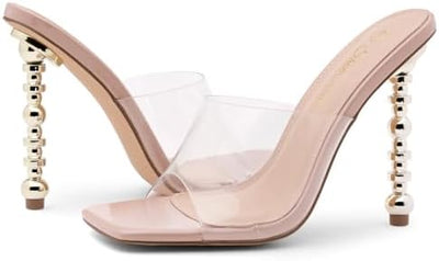 Elegant Clear Strap Heels with Distinctive Ball Dome Heel