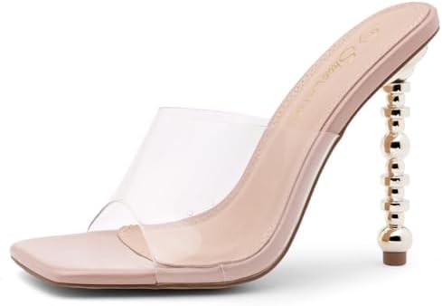 Elegant Clear Strap Heels with Distinctive Ball Dome Heel