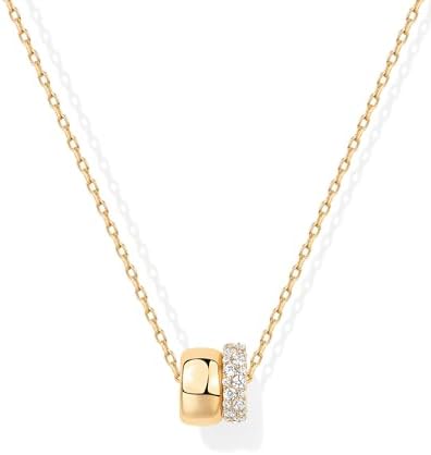 Stylish Two-Toned Rondelle 14K GP Cubic Zirconia Necklace - Free Shipping