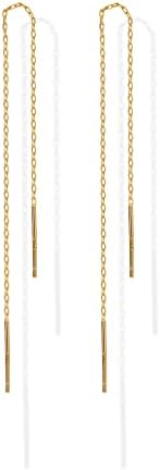 Trendy Chain Piercing 14K GP Double Threader Earrings – Free Shipping