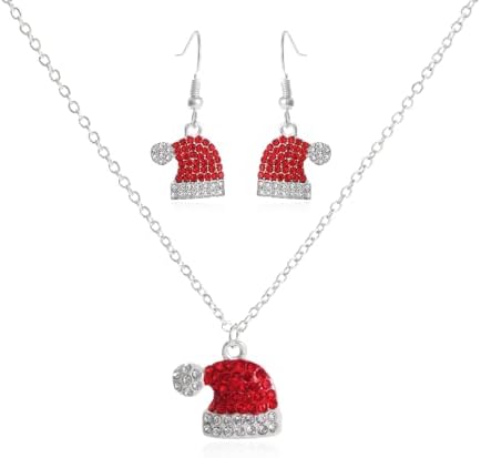 Festive Red Christmas Hat Sparkling Rhinestones Earrings-Free Shipping