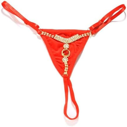 Sexy Adjustable Rhinestone G-String Underpants for Glamorous Flair and Seductive Style