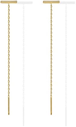 Chic Horizontal Bar 14K GP Double Threader Earrings - Free Shipping