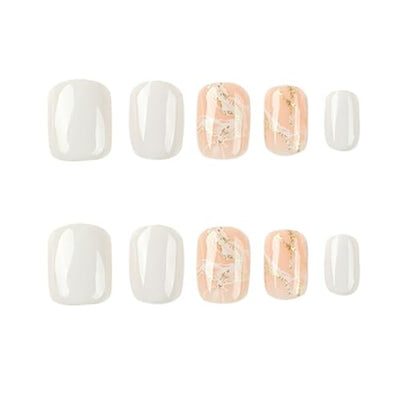 Elegant Square Press-On Nails with Stylish Design - Quick Manicure for All Occasions