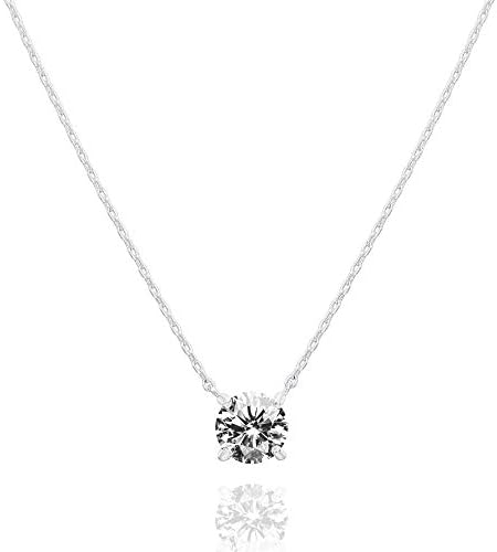 Elegant Solitaire Cubic Zirconia 14K GP Necklace - Free Shipping