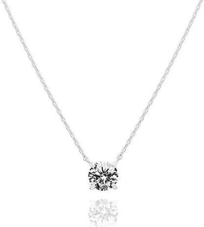 Elegant Solitaire Cubic Zirconia 14K GP Necklace - Free Shipping