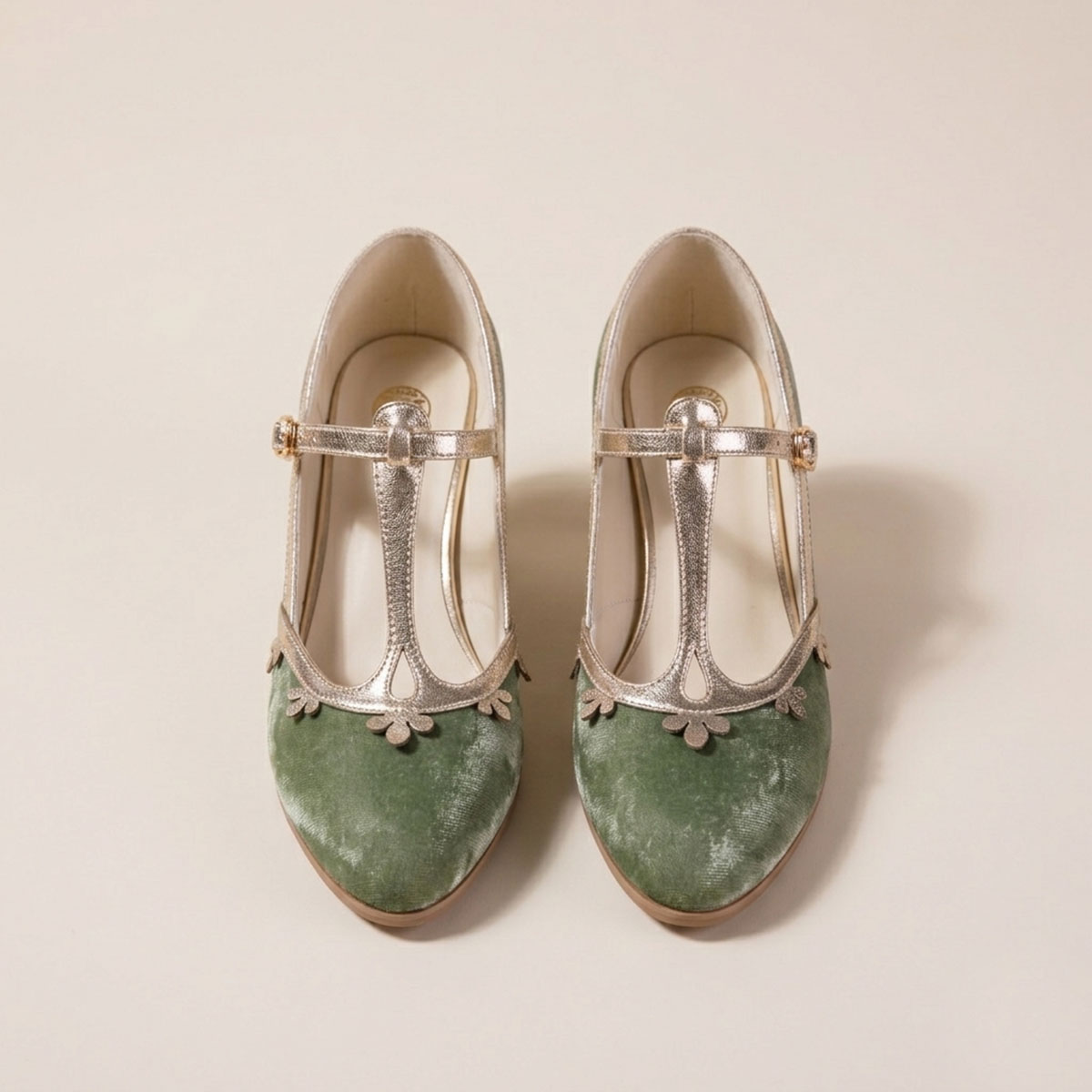 Velvet  Petal T-Strap Stiletto Heels - Free Shipping