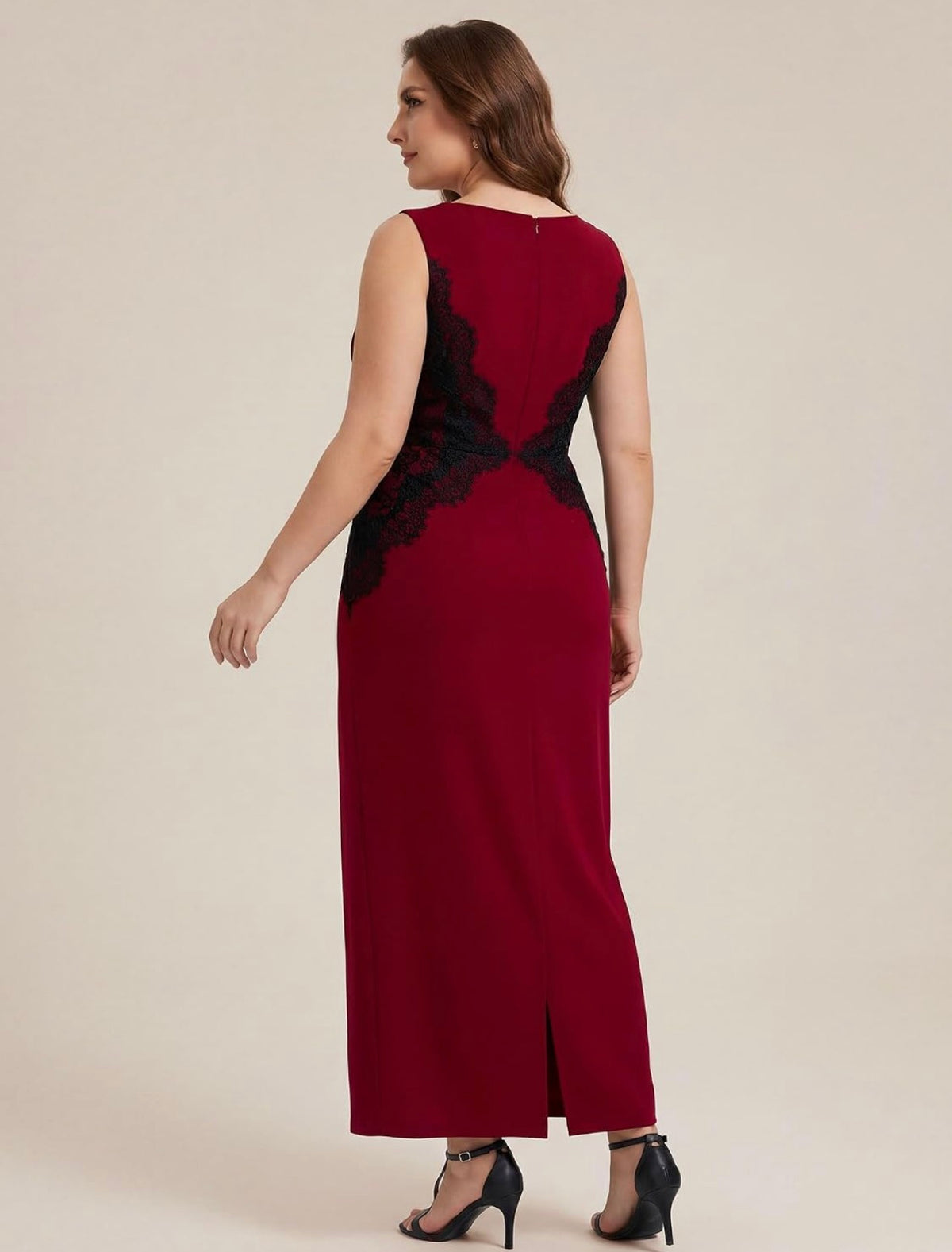 Elegant Plus Size Sleeveless Colorblock Lace Applique Maxi Dress - Free Shipping